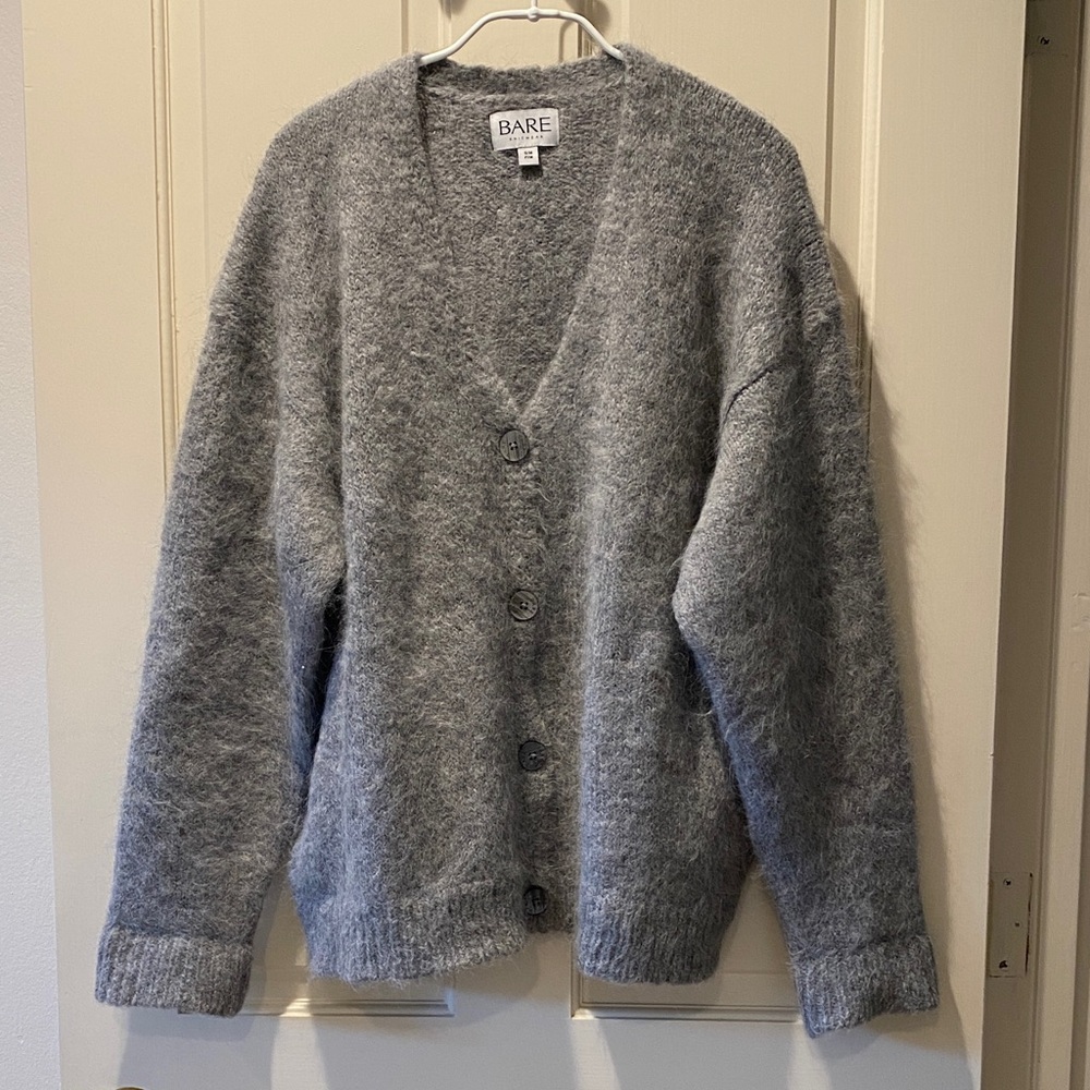 Bare Knitwear Suri Alpaca Women's Gray Cardigan, sz S/M